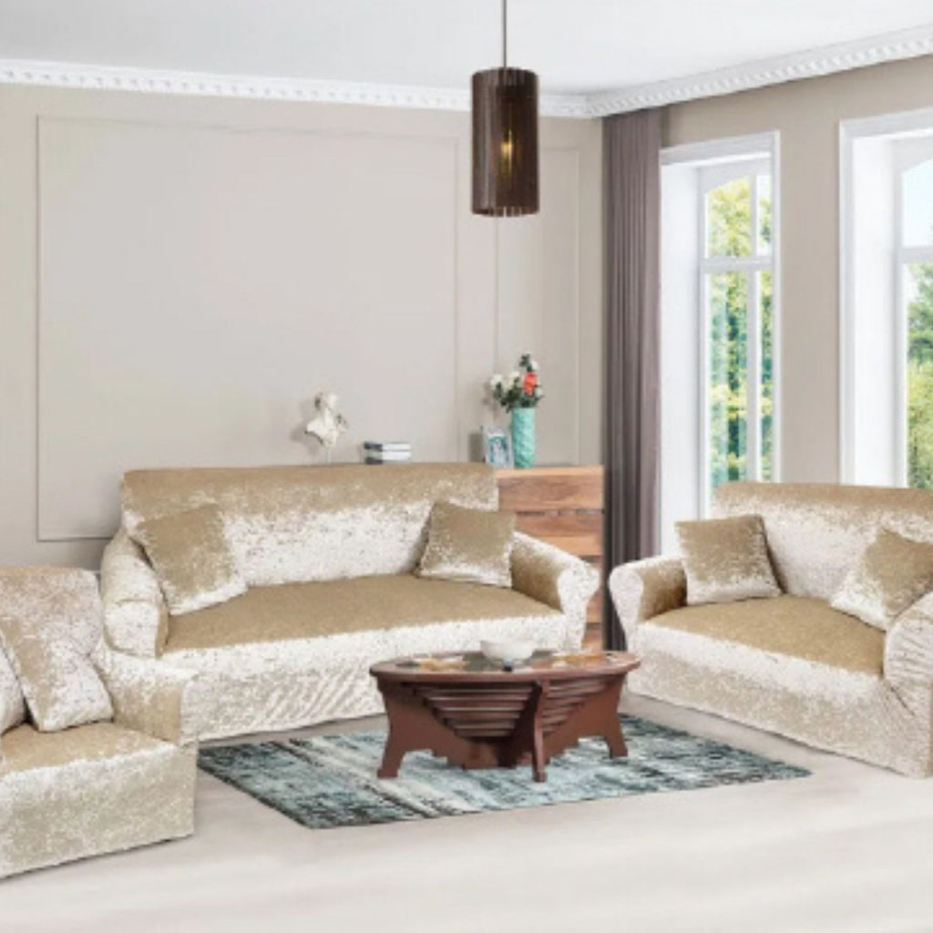 Funda de mueble 3-2-1 en terciopelo brilloso con 6 cojines