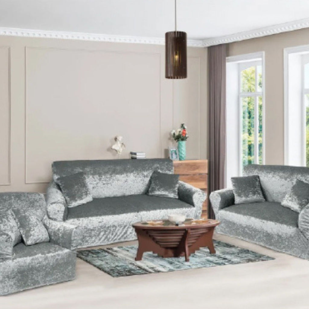 Funda de mueble 3-2-1 en terciopelo brilloso con 6 cojines