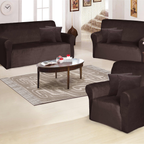 Funda de mueble 3-2-1 en terciopelo liso con 6 fundas de cojines