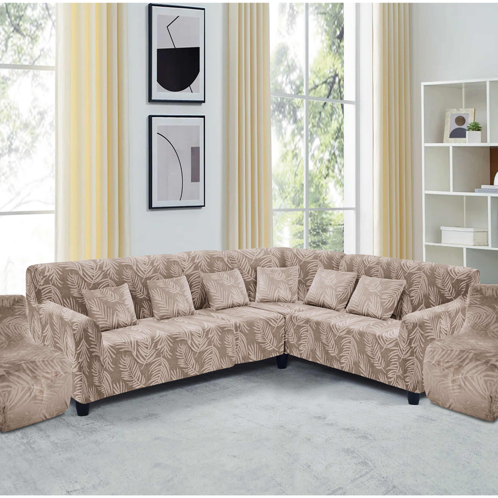 Funda de mueble modular 6 pzs Terciopelo Labrado con 6 fundas de cojines