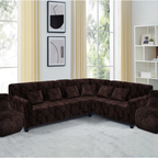 Funda de mueble modular 6 pzs Terciopelo Labrado con 6 fundas de cojines