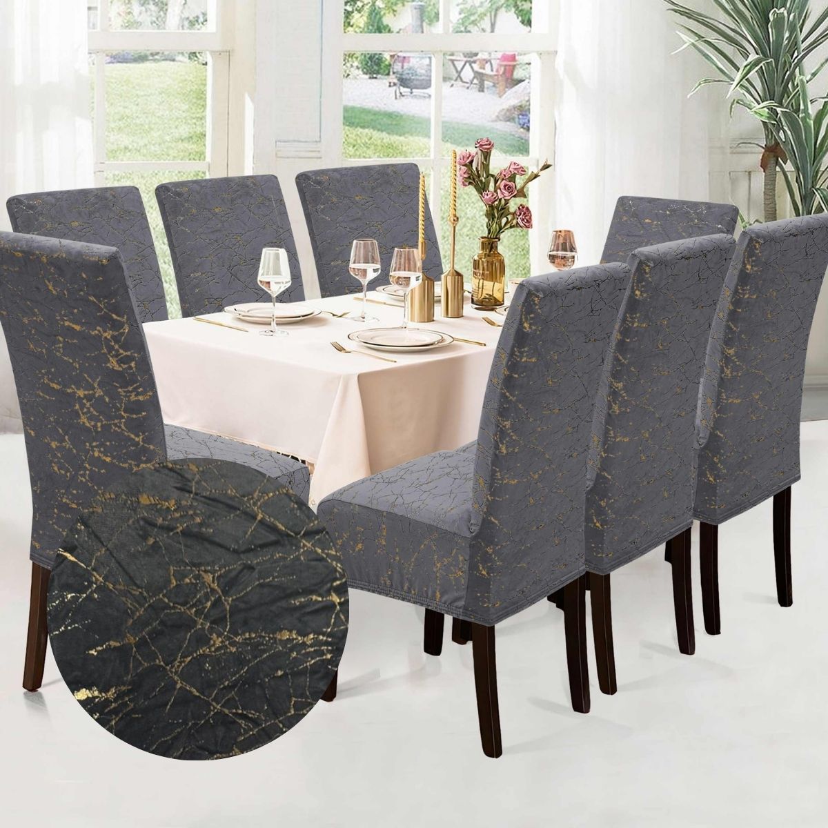 Funda de silla x8 pzs Terciopelo Golden Line