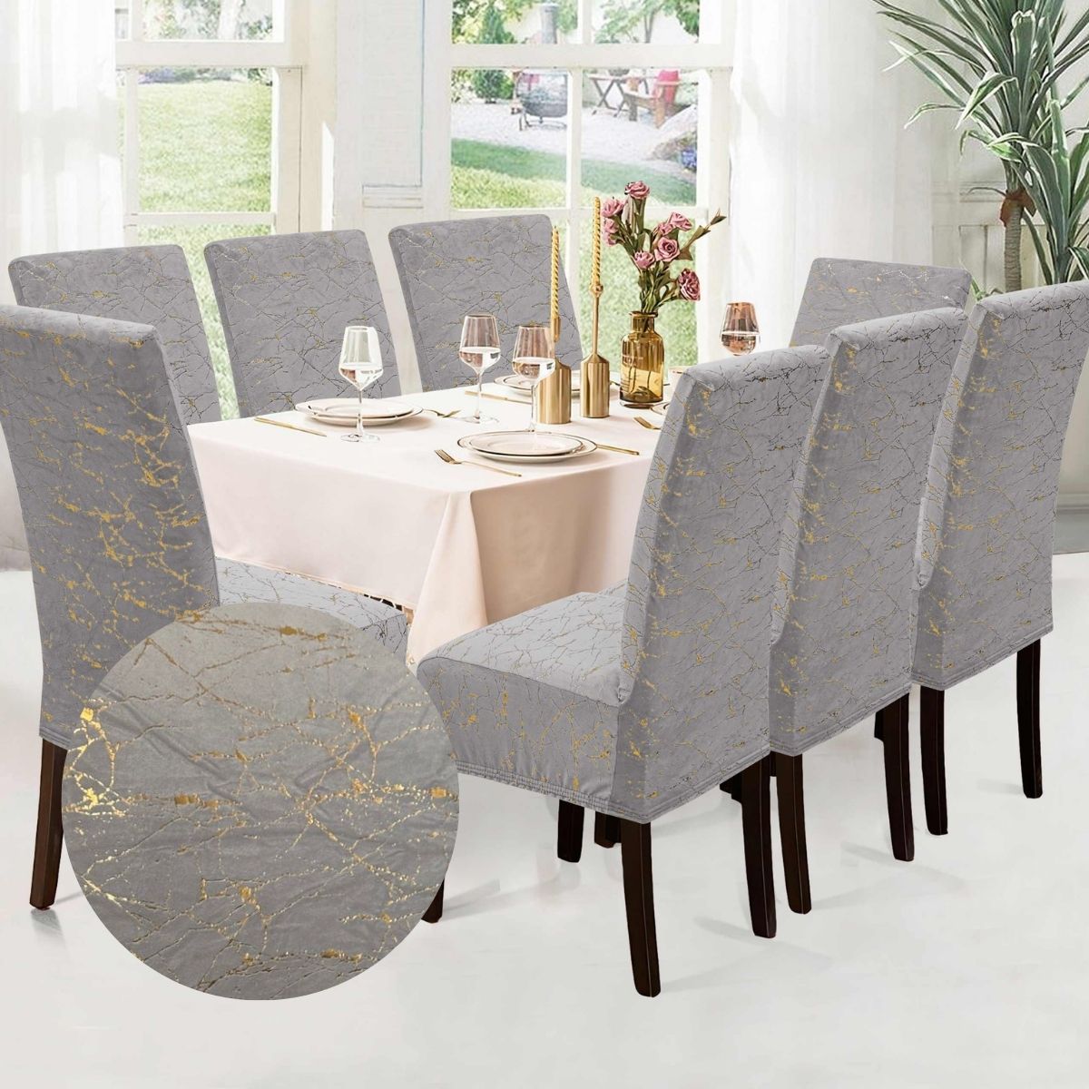 Funda de silla x8 pzs Terciopelo Golden Line