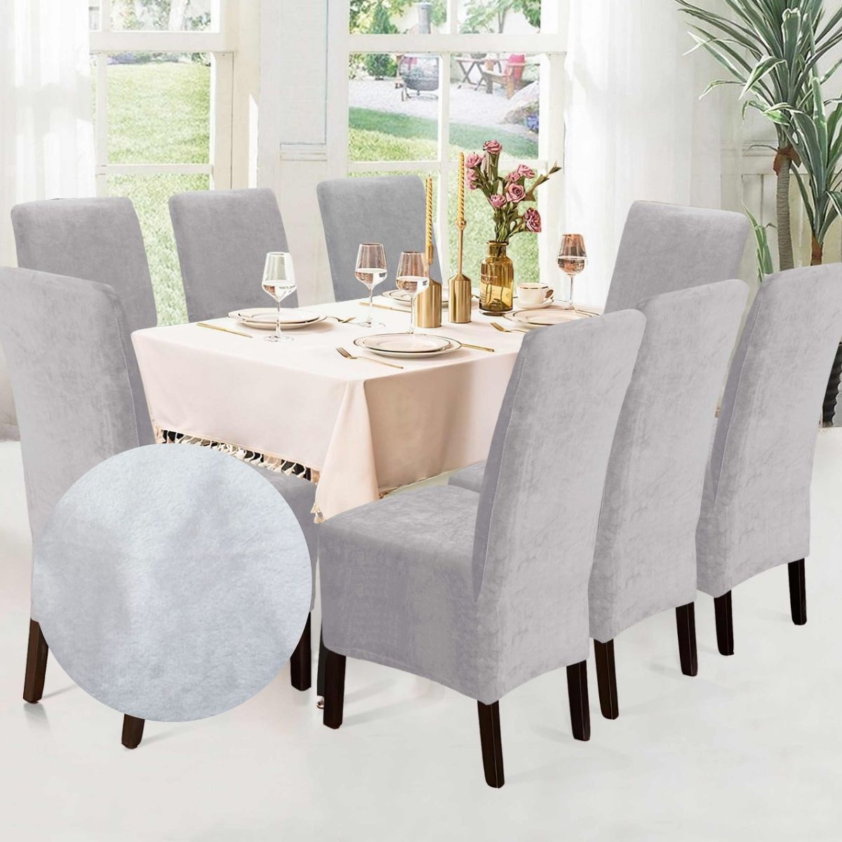 Funda de silla x8 pzs Terciopelo Liso