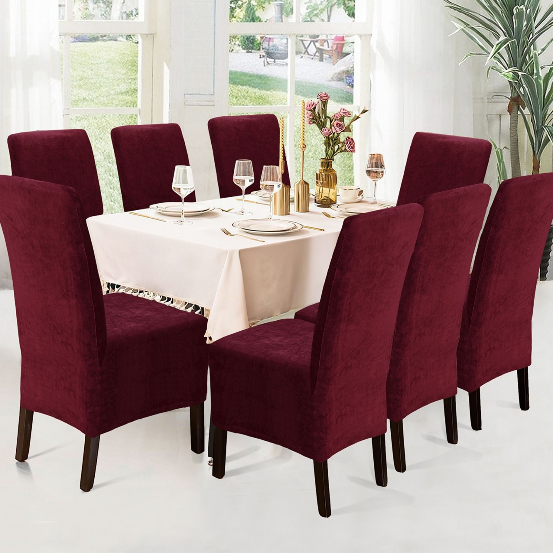 Funda de silla x8 pzs Terciopelo Liso