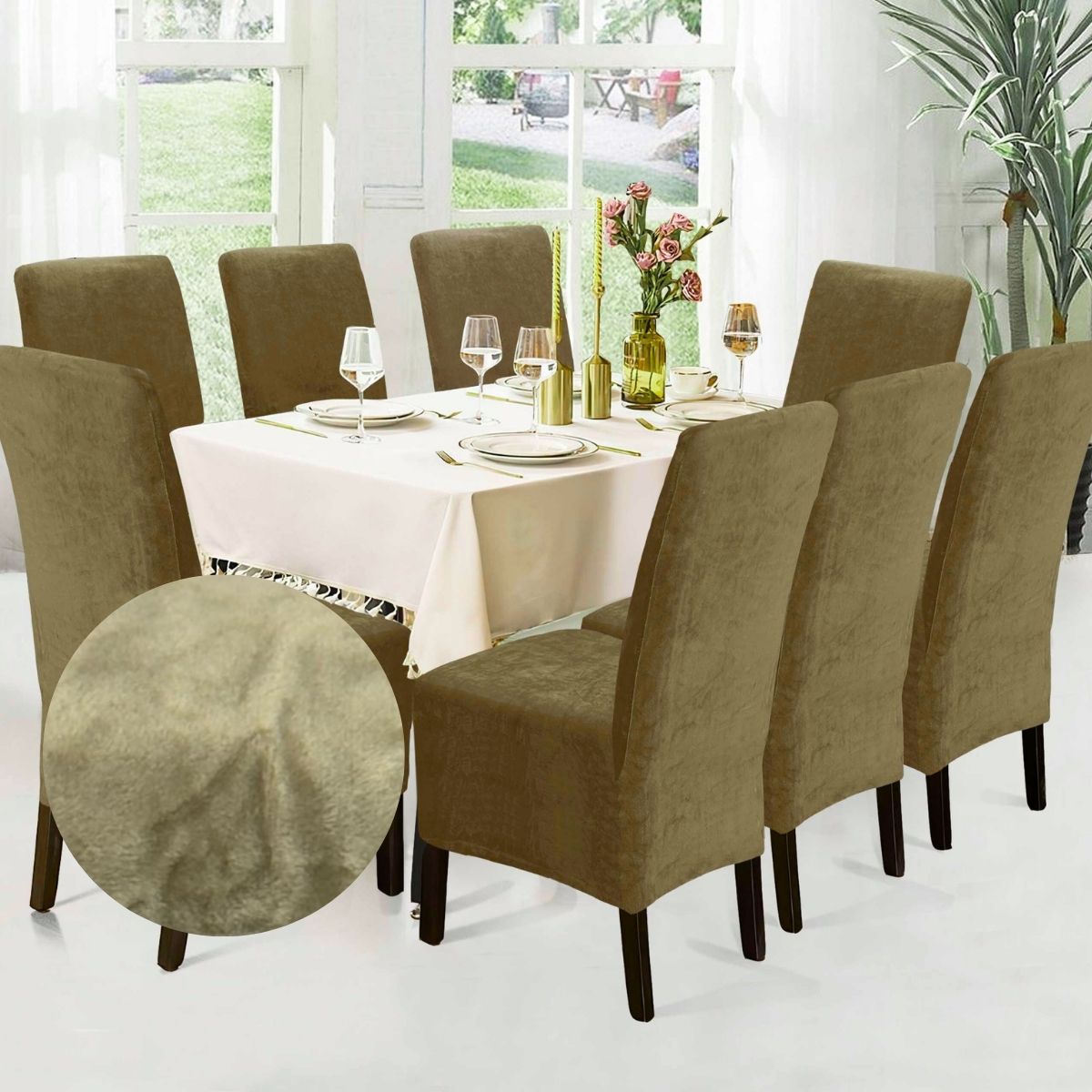 Funda de silla x8 pzs Terciopelo Liso