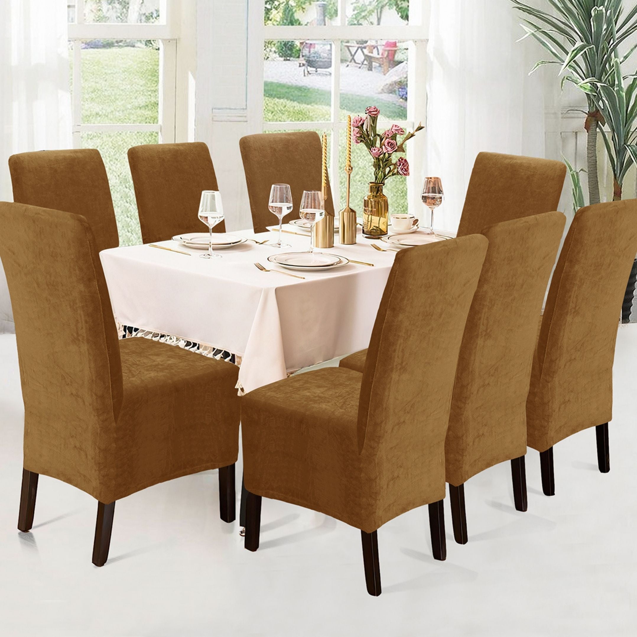 Funda de silla x8 pzs Terciopelo Liso