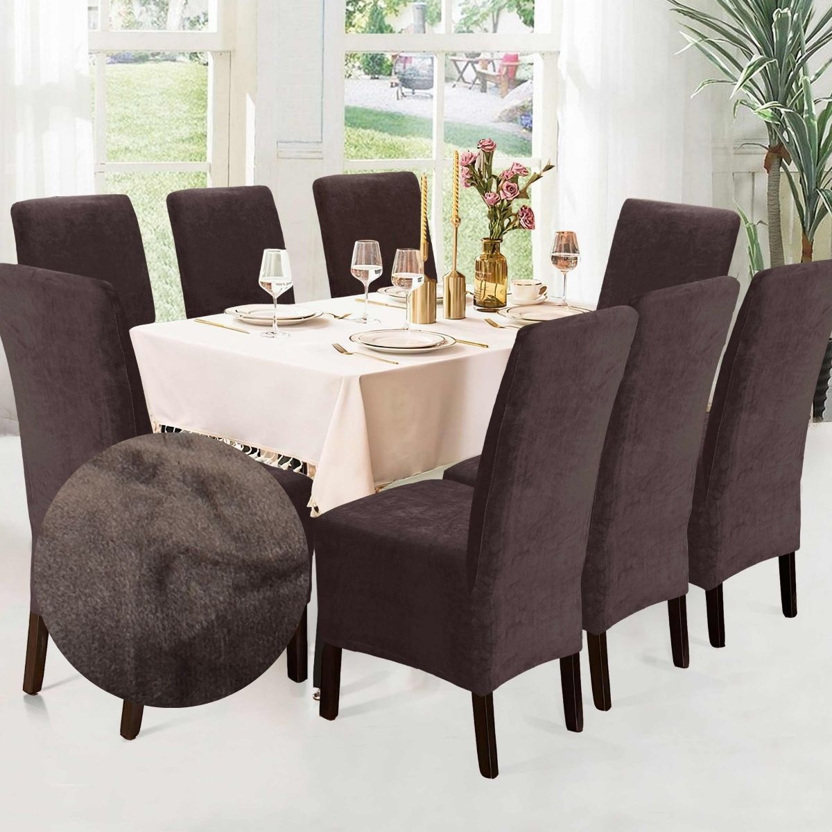 Funda de silla x8 pzs Terciopelo Liso