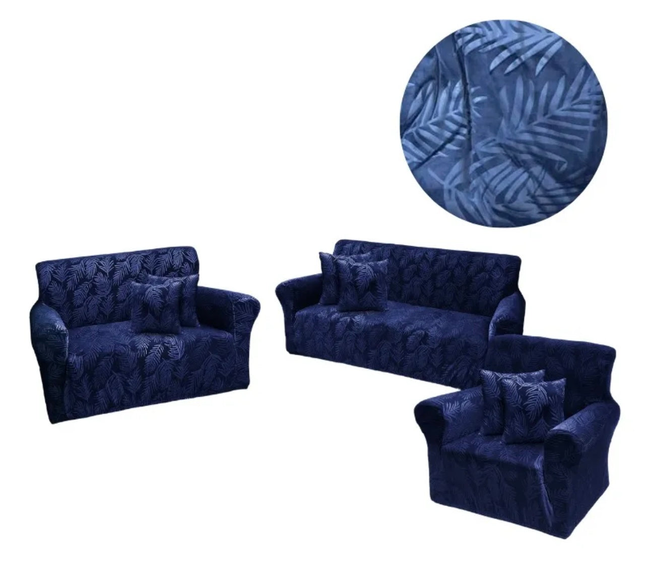 Funda de mueble terciopelo labrado 3-2-1 con 6 fundas de cojines