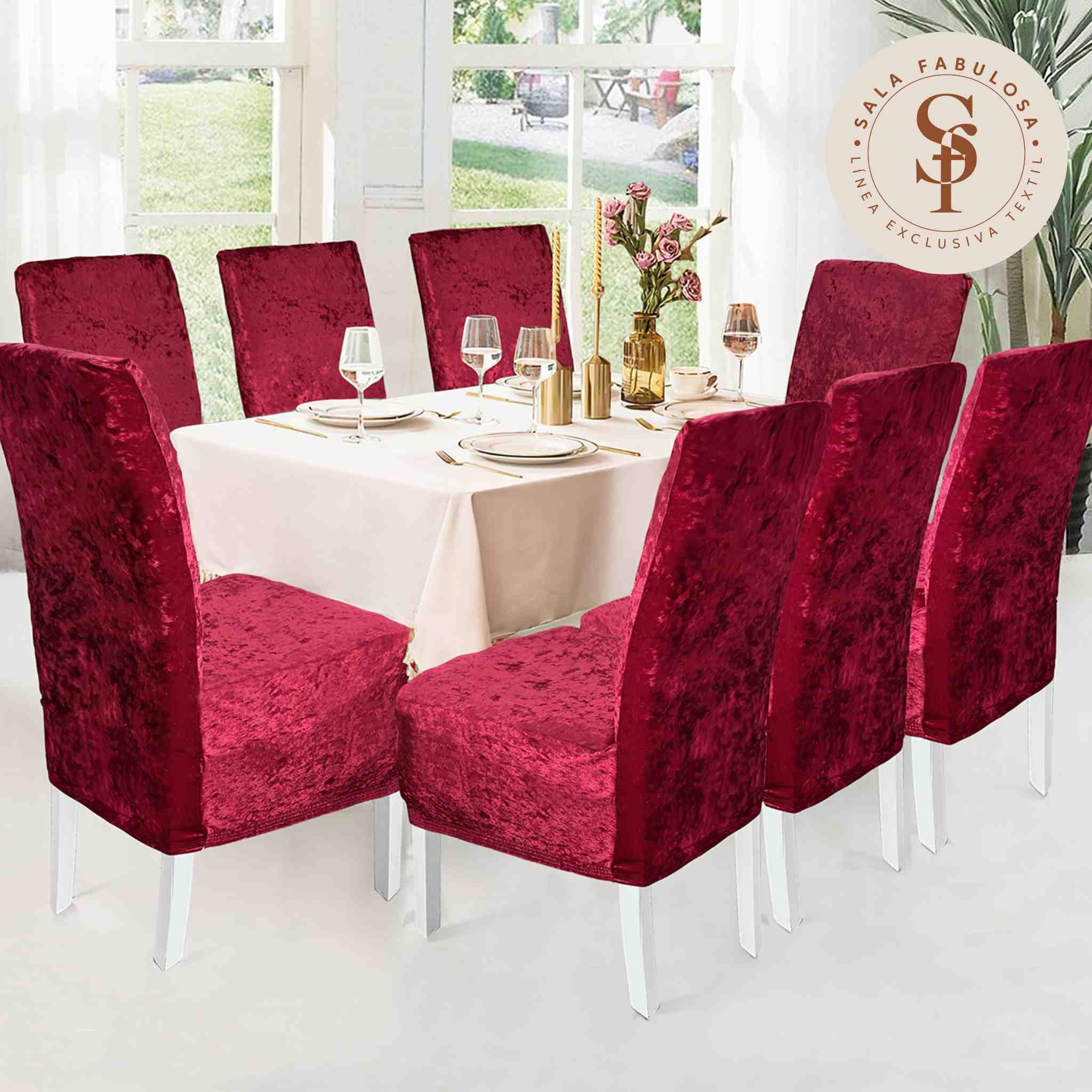 Funda de silla en terciopelo brilloso