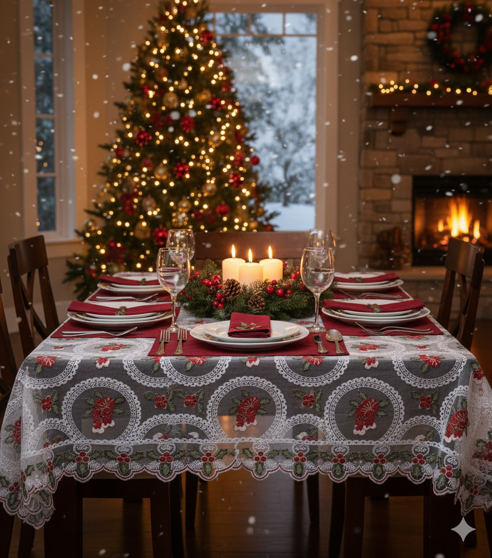 Mantel navideño satinado