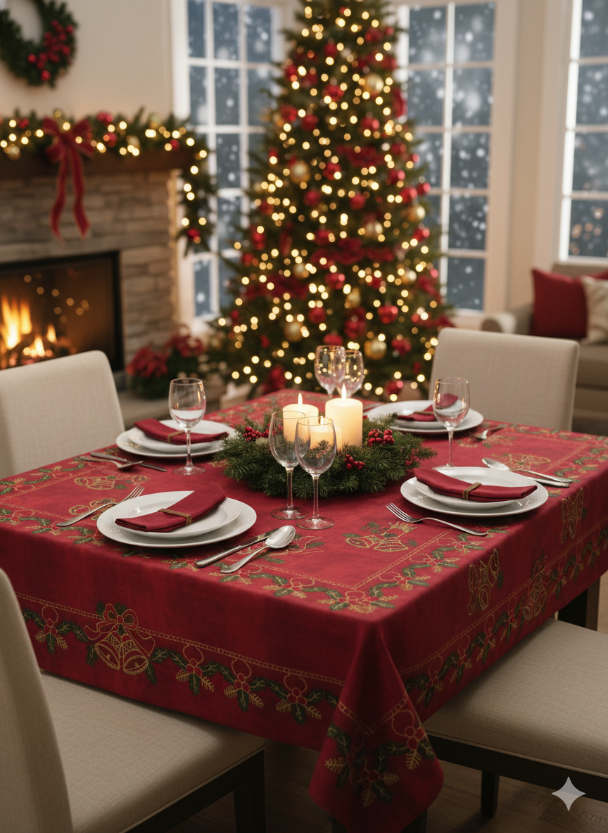 Mantel navideño satinado