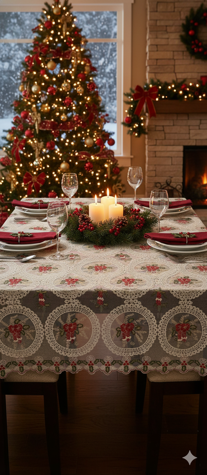 Mantel navideño satinado