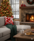 Cojin navideño rojo con lentejuelas