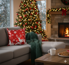 Cojin navideño rojo con lentejuelas