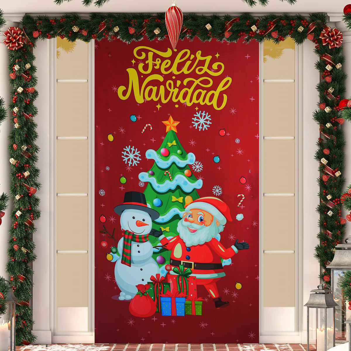 Funda de Puerta Lycra Navideño Estampado