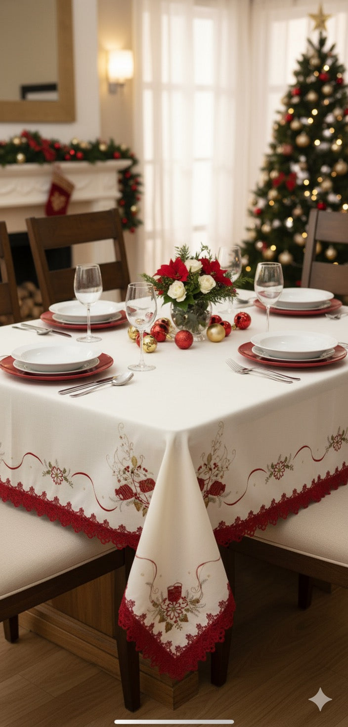 Mantel navideño bordado