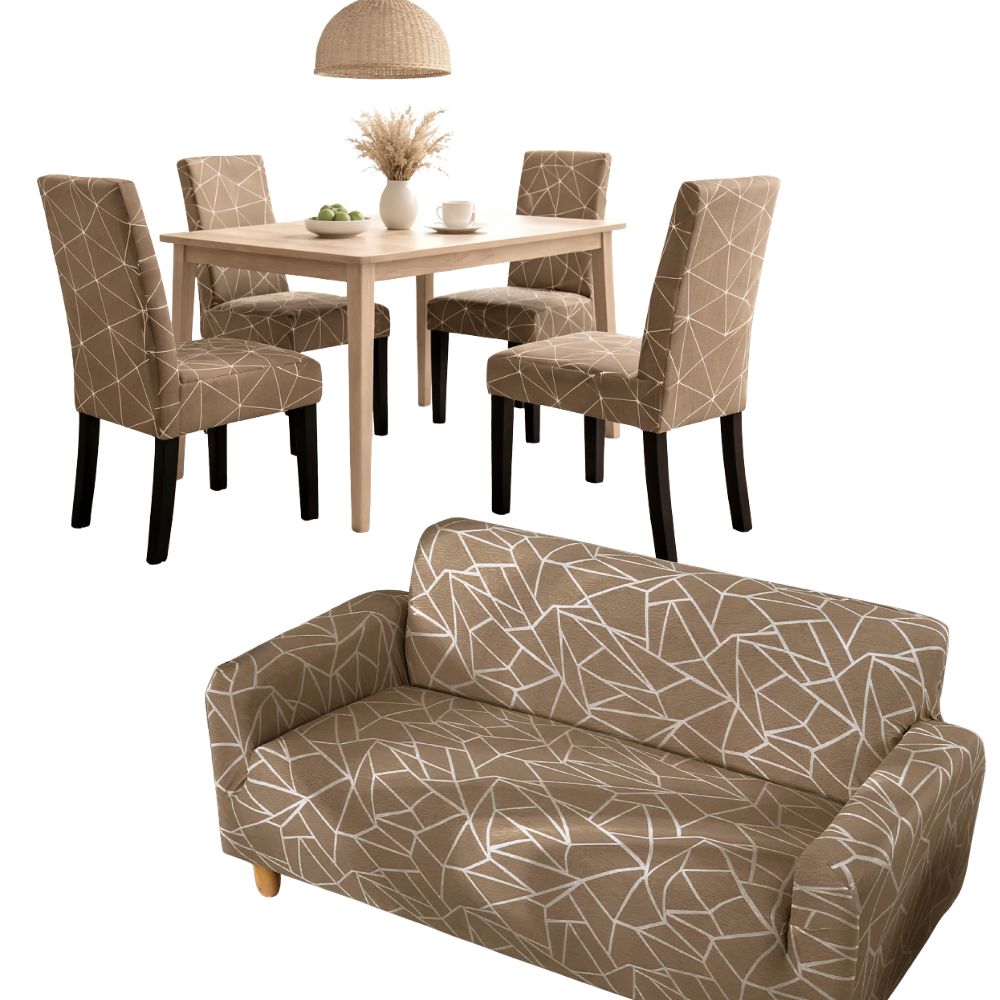 PACK MODERN LINES (Funda de mueble 3-2-1 + 8 fundas de sillas + 6 fundas de cojines)