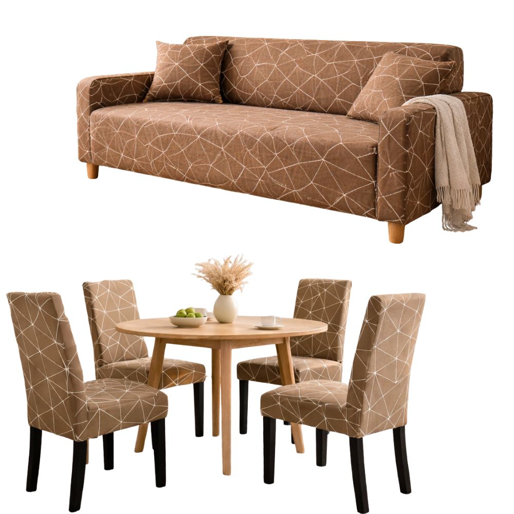 PACK MODERN LINES (Funda de mueble 3-2-1 + 8 fundas de sillas + 6 fundas de cojines)