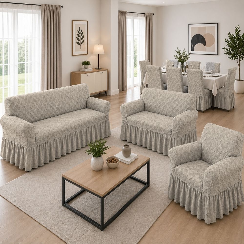 Pack Mueble 3-2-1 + 8 fundas de sillas en alto relieve Natural Culture