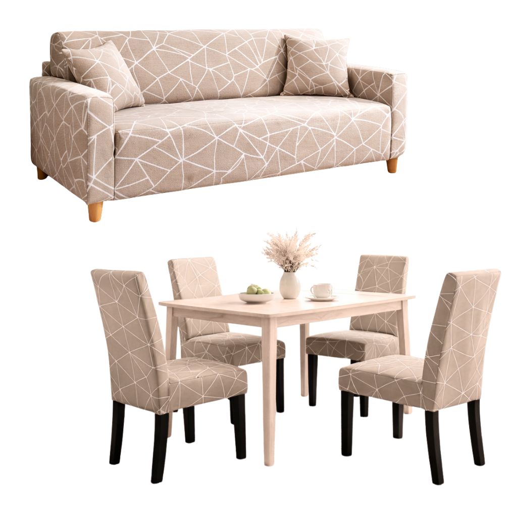 PACK MODERN LINES (Funda de mueble 3-2-1 + 8 fundas de sillas + 6 fundas de cojines)