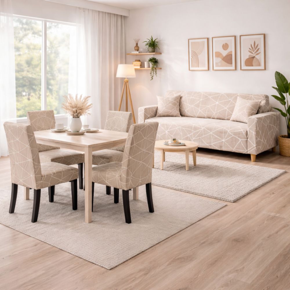 PACK MODERN LINES (Funda de mueble 3-2-1 + 8 fundas de sillas + 6 fundas de cojines)