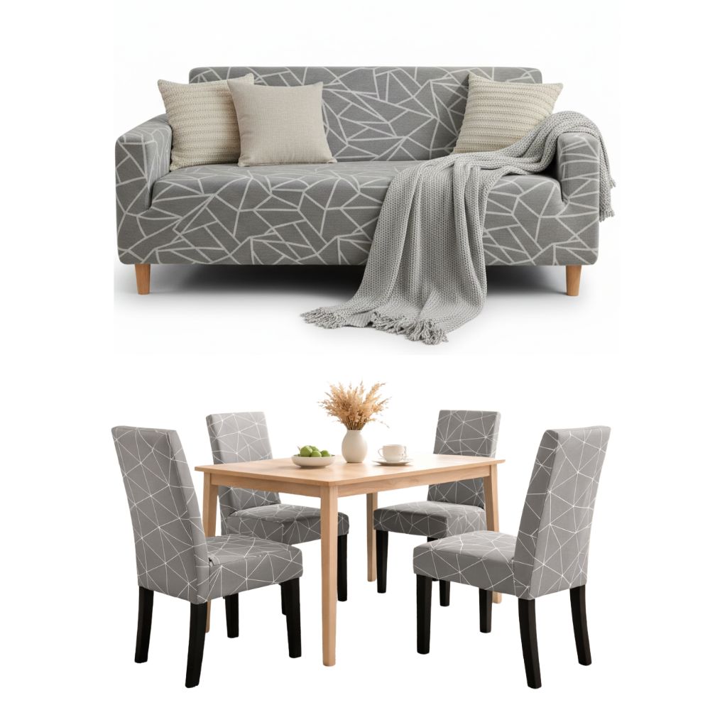 PACK MODERN LINES (Funda de mueble 3-2-1 + 8 fundas de sillas + 6 fundas de cojines)