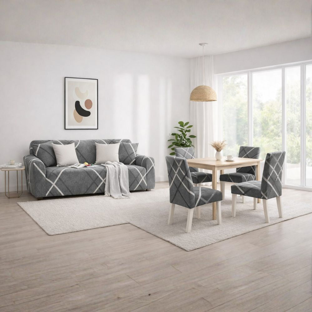 PACK MODERN LINES (Funda de mueble 3-2-1 + 8 fundas de sillas + 6 fundas de cojines)