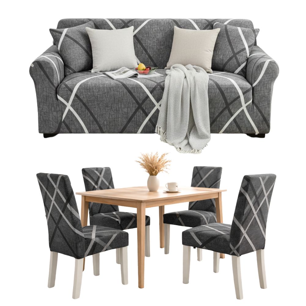 PACK MODERN LINES (Funda de mueble 3-2-1 + 8 fundas de sillas + 6 fundas de cojines)