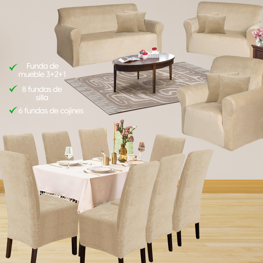 PACK TERCIOPELO LISO - Funda de mueble con silla