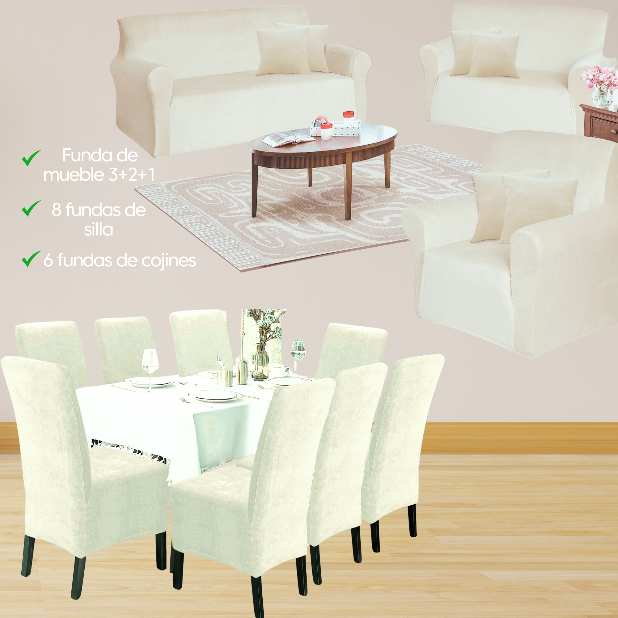 PACK TERCIOPELO LISO - Funda de mueble con silla