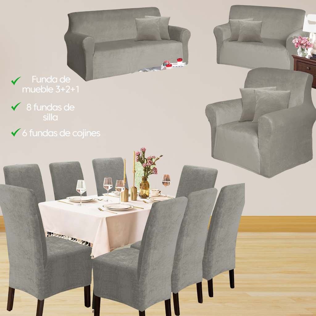PACK TERCIOPELO LISO - Funda de mueble con silla