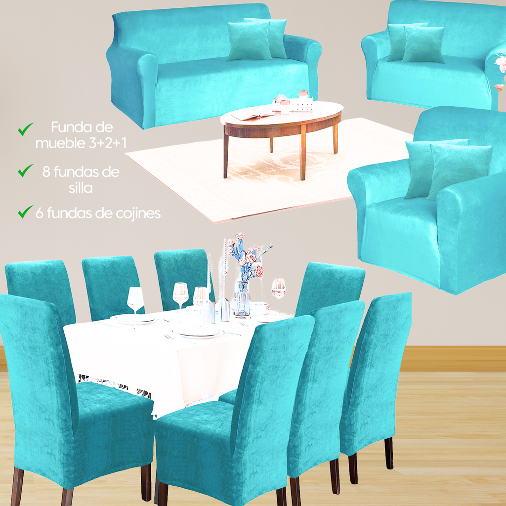 PACK TERCIOPELO LISO - Funda de mueble con silla