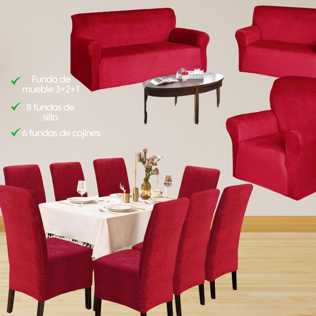 PACK TERCIOPELO LISO - Funda de mueble con silla