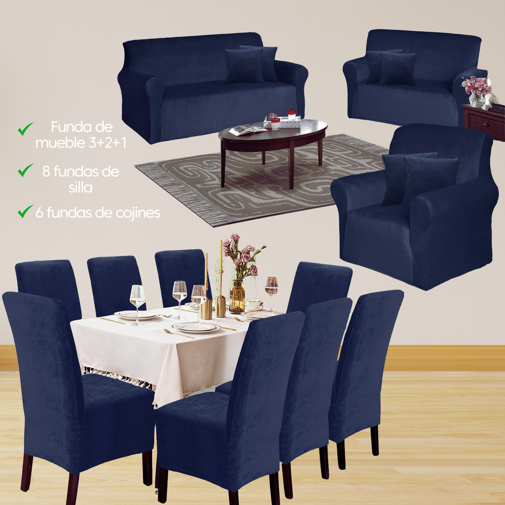 PACK TERCIOPELO LISO - Funda de mueble con silla