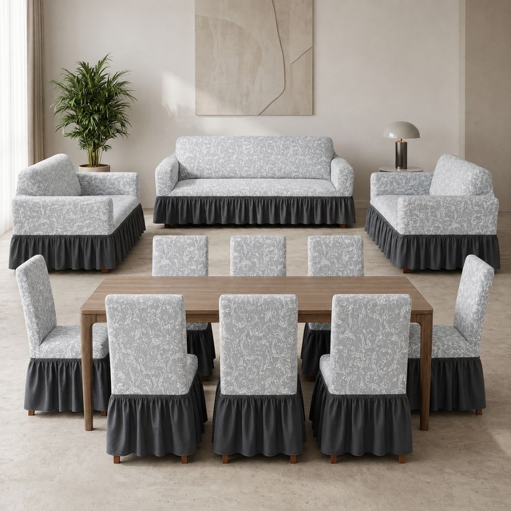 Pack Mueble 3-2-1 + 8 fundas de sillas catiónico Brisa