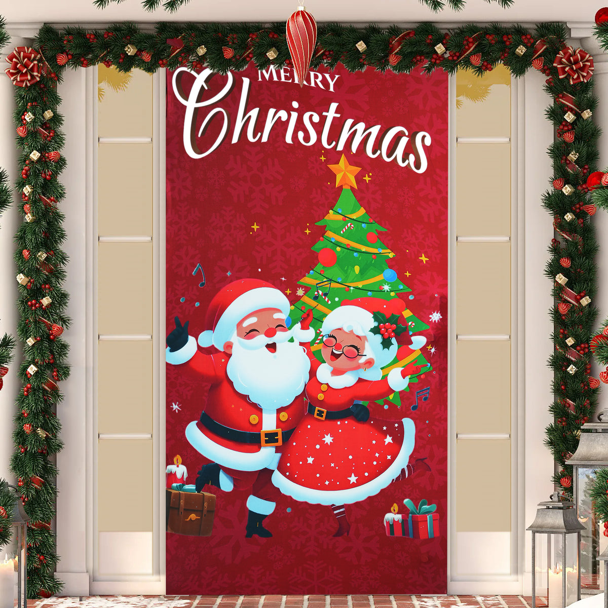Funda de Puerta Lycra Navideño Estampado