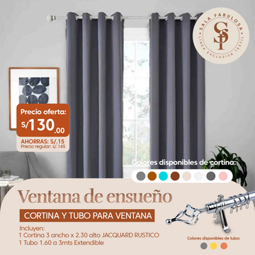 Pack Ventana de Ensueño: Cortina + tubo 3mts